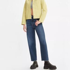 Levi's Ribcage Straight Ankle Jeans 26 NEW Raw Hem